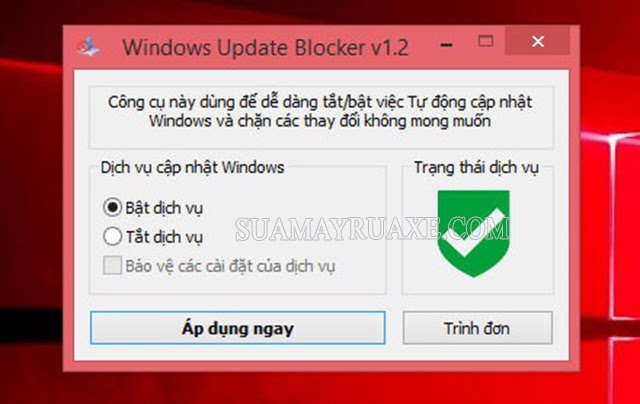 Mở giao diện của phần mềm Windows Update Blocker ra