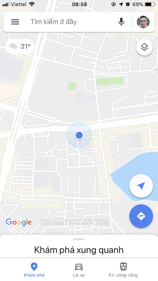 Truy cập vào ứng dụng google maps ở trên điện thoại